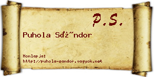 Puhola Sándor névjegykártya